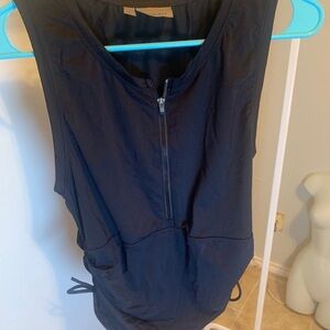 Athleta Black Zip-Up Sleeveless Top